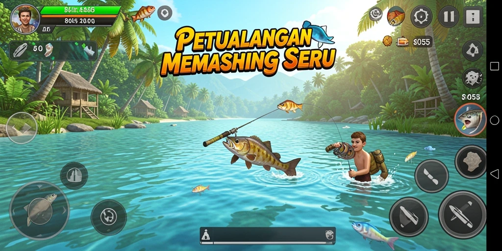 Gameplay menarik di 8055 dengan aksi memancing yang seru.