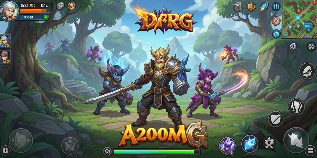Screenshot gameplay A200M menunjukkan pertarungan mendebarkan di dunia RPG.