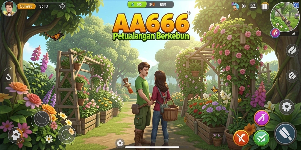 Screenshot gameplay AA666 menunjukkan pengalaman berkebun yang interaktif dan menyenangkan.