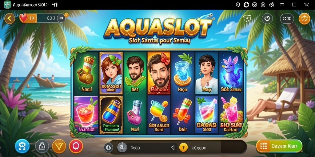 Tampilan gameplay AQUASLOT yang seru dan menarik.