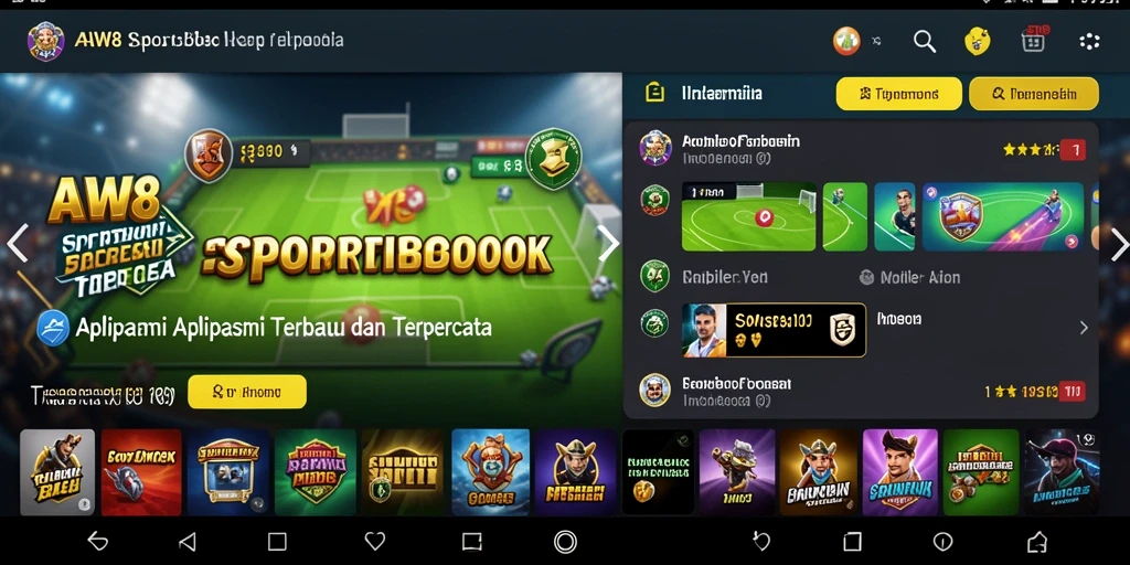 Screenshot utama AW8 menampilkan antarmuka taruhan olahraga yang menarik.