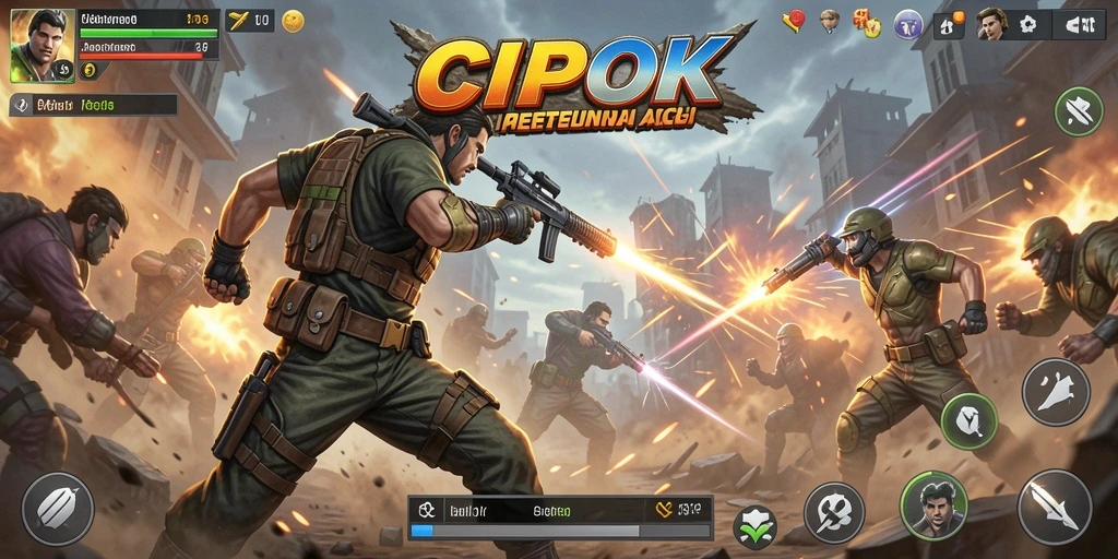 Screenshot utama menunjukkan aksi seru dalam permainan CIPOK.