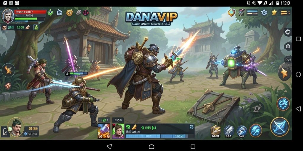 Screenshot gameplay menampilkan aksi perang dan pembangunan strategi.
