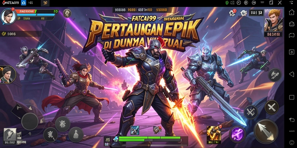 Gameplay seru dengan petarung bertarung di arena