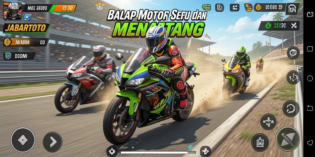 Tampilan menarik dari permainan balap motor JABARTOTO.