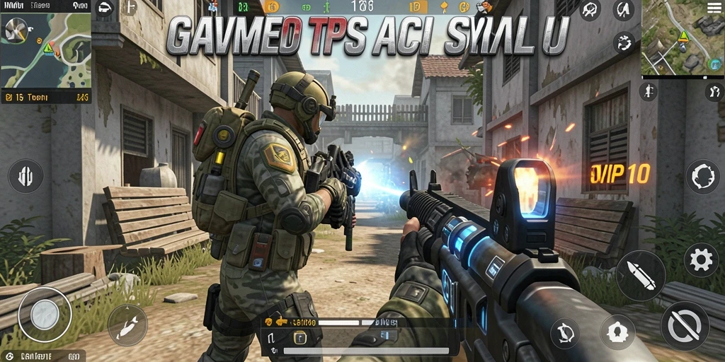 Screenshot gameplay SVIP10 menunjukkan aksi tembak-menembak yang intens.